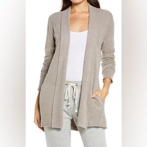 NWT • Barefoot Dreams CozyChic Ultra Lite Knit Cardigan in “Beach Rock” • Small